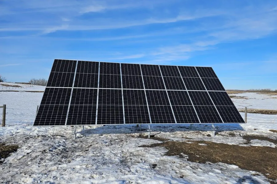 Ground mount solar system in Alberta winter